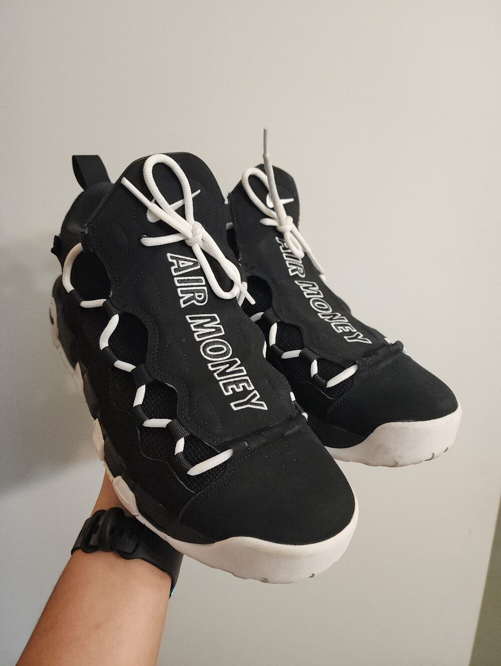 Nike More Air Money Black & White 'Air Money' Slip-On Sneakers